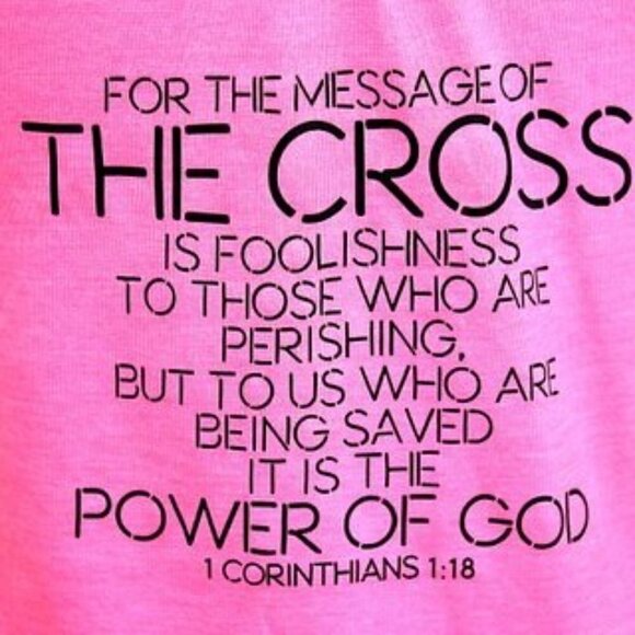 Womens Bella Pink Black Glitter Cross Power of God 1 Corinthians 1:18 Tank Top S - Picture 3 of 7